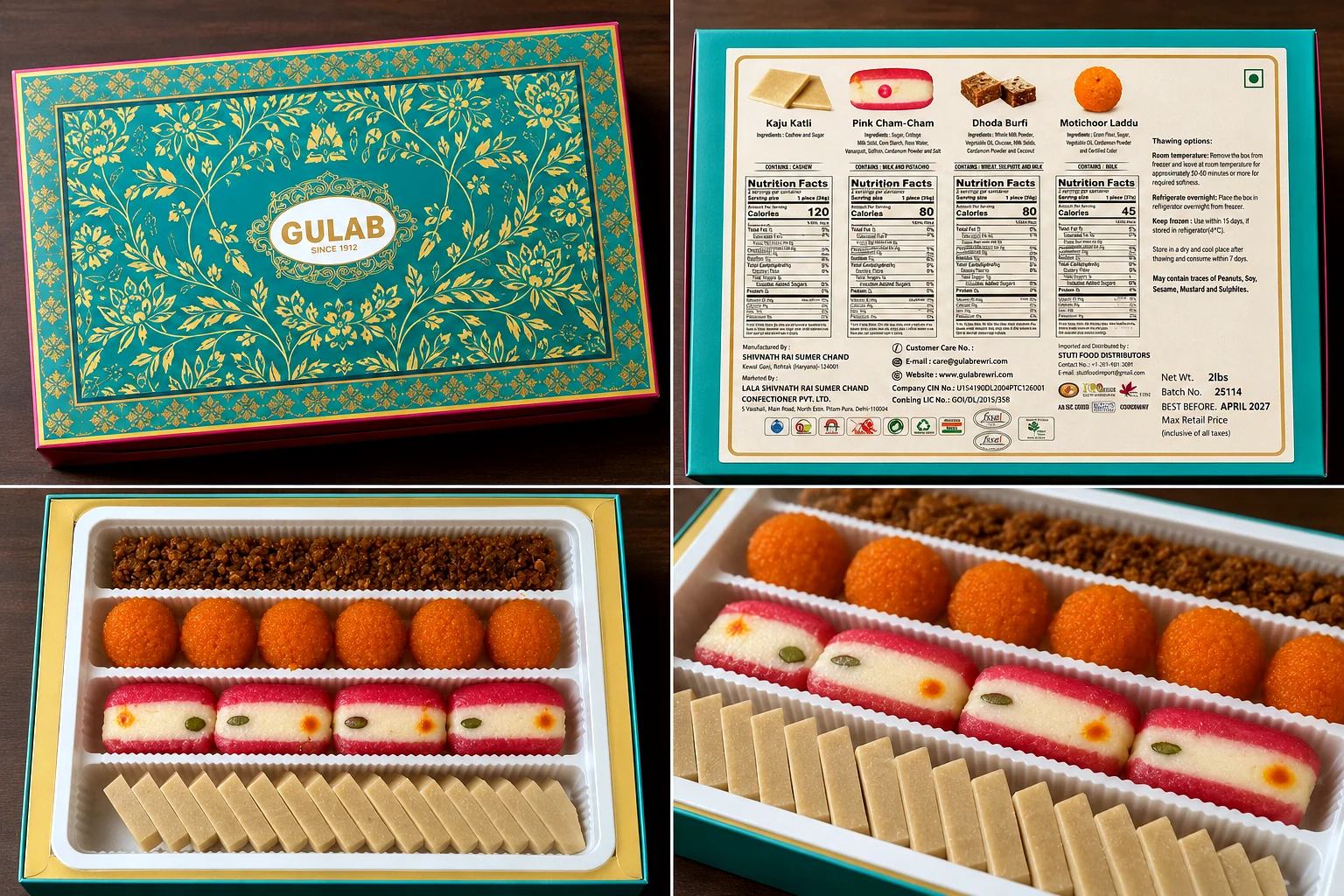 Gulab mixed sweet box product collage