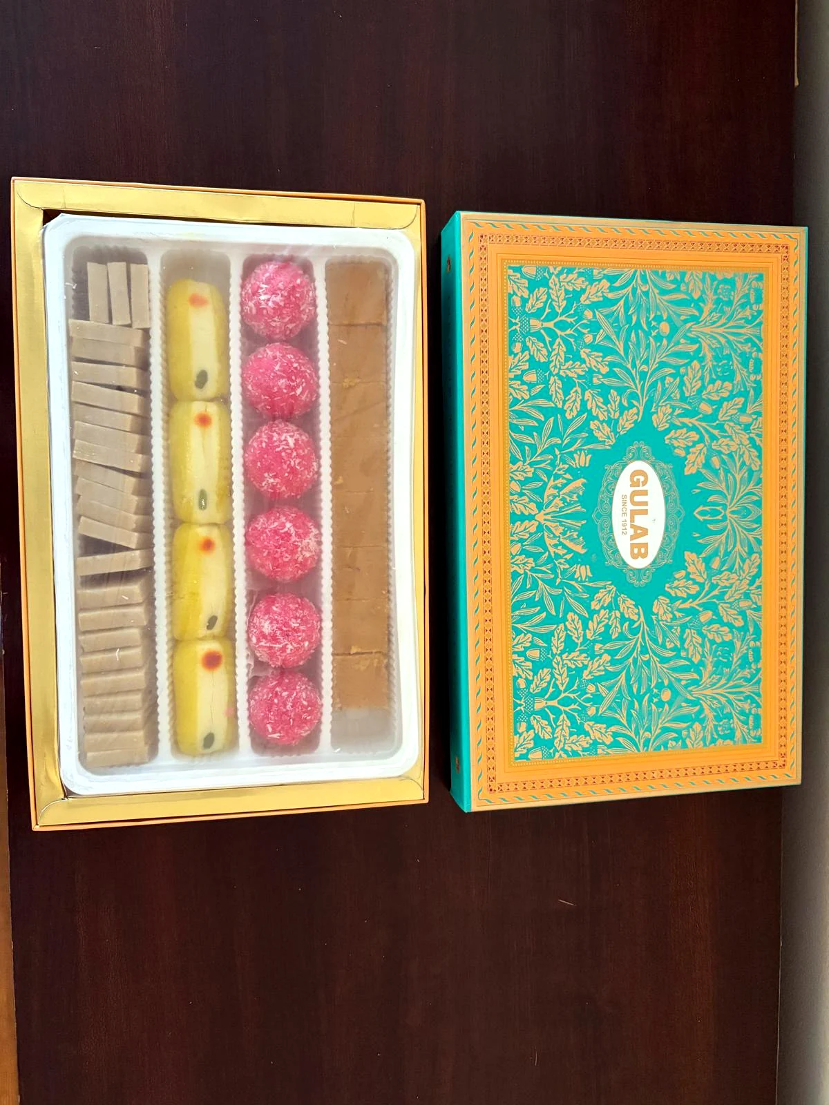 Gulab mixed sweet box open